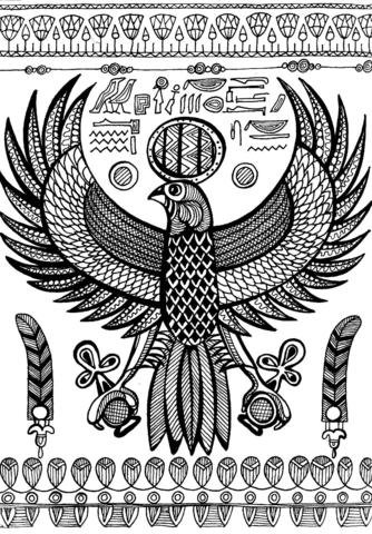 Horus, Ancient Egyptian God Depicted As Falcon Coloring Page